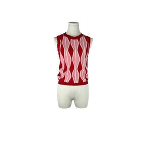 EVA FRANCO Harlequin Red Pink White Knit Top